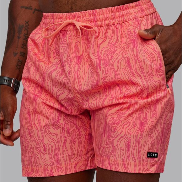 NWT LSKD Men’s Rep 7” Performance Shorts Topographic Peach – XL - Picture 1 of 2
